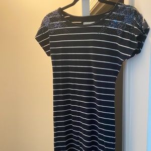 stripped navy dress